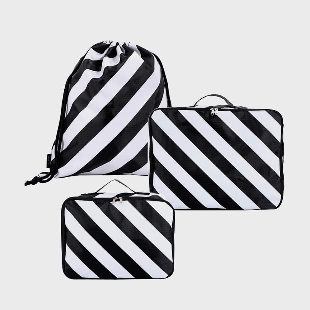 Ogram 3-Piece Packing Cube in Black&amp;White Stripes