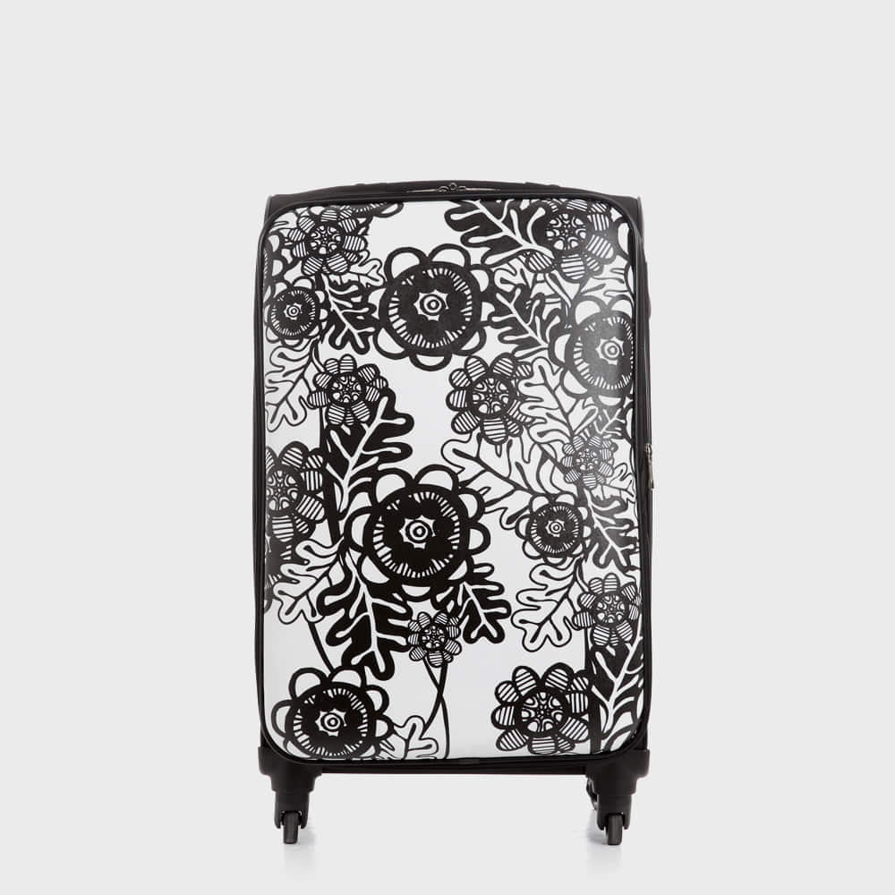 Ogram Black Flower Softside Travel Luggage 20-inch