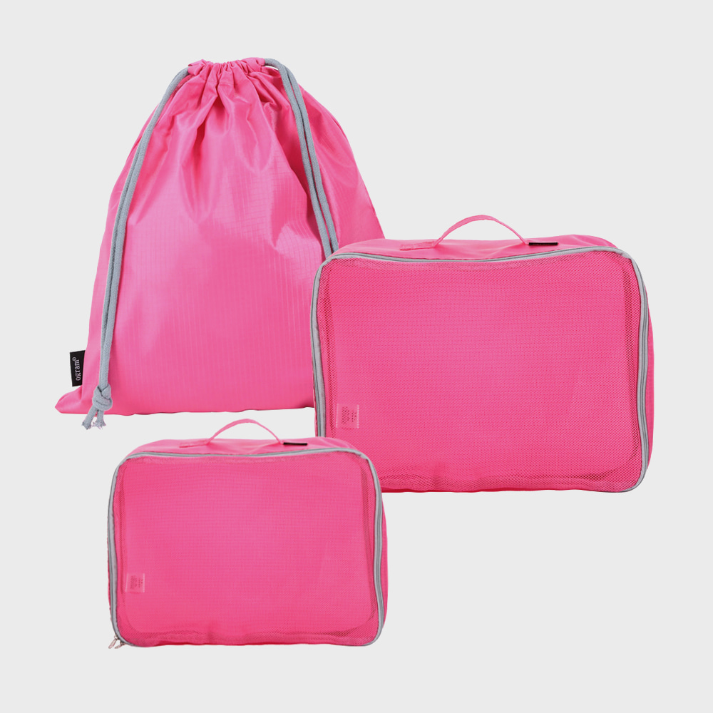 Ogram 3-Piece Packing Cube in Hot Pink Mesh